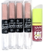 [See Desc] NYX Fat Oil Lip Drip : F0LD02 Missed Call & 4 New Sealed LA COLORS Lockin' Lip Color Longwear Color & Gloss Enhancer Combo : Color CLG365 Strut, 1.75g &times;2 ea