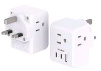 New - 2-Pack North America to Great Britain Travel Plug Adapter - One Beat Type G Power Adapter with 3 Outlets 3 USB Ports(2 USB C)
