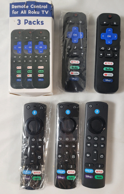 As New - Five (5) Roku Steaming Player Replacement Remotes & Three (3) Amazon Firestick Replacement Remotes .