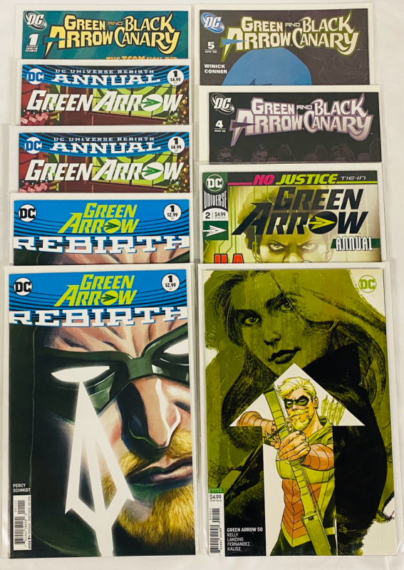 9 DC Green Arrow Comics, Mixed Lot, Includes Annuals, Green Arrow and Black Canary, and some Duplicates