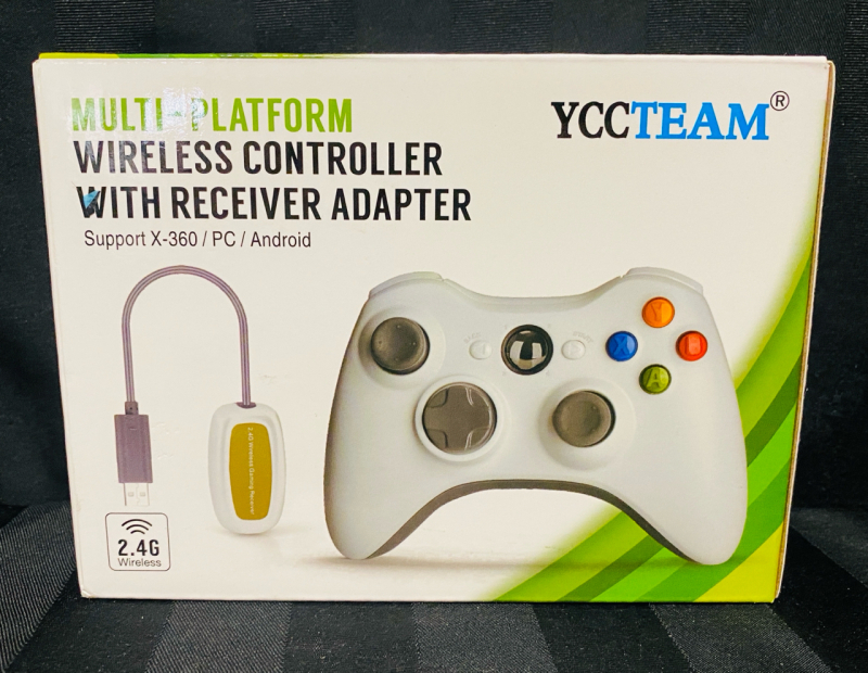 As-New Multi-Platform Wireless Controller with Receiver Adapter, White - Supports Xbox 360/PC/Android