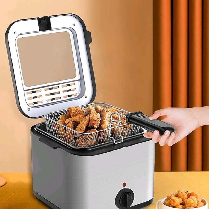 As New Bluebow 2.5L Deep Fat Fryer, 1000W Compact Deep Fryer with Temperature Control, Stainless Steel Basket And Viewing Window, Non-Stick Oil Tank. Retails for $109 <br/>