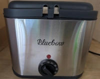 As New Bluebow 2.5L Deep Fat Fryer, 1000W Compact Deep Fryer with Temperature Control, Stainless Steel Basket And Viewing Window, Non-Stick Oil Tank. Retails for $109 <br/>