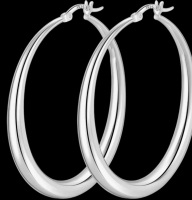 New S925 Silver Stamped Large Round Hoop Earrings 2.25 Inch Stock Photo added with Model