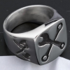Minimalist Motorcycle Geometric Wrench Size 15 Stainless Steel Wide Band - 3