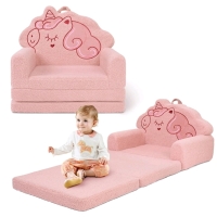 New Toddler Beavtaens Toddler Couch, Extra Large 53.1" x 23.6" Kids Sofa, 2-in-1 Flip Open Couch, Pink Unicorn Retails for $45US