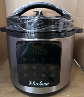 As New Bluebow 6.5 Quart Electric Pressure Cooker, 8-in-1 Multi Cooker Rice Cooker Slow Cooker Saut&eacute; Steamer, Stainless Steel. Retails for $70 US