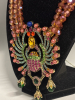 Egyptian Revival Queen&rsquo;s Scarab Rhinestone Statement Necklace Scarab Pendant approximately 3.5 inch 3 strand Bead Chain 16&rsquo;&rsquo; with extender Signed - 4