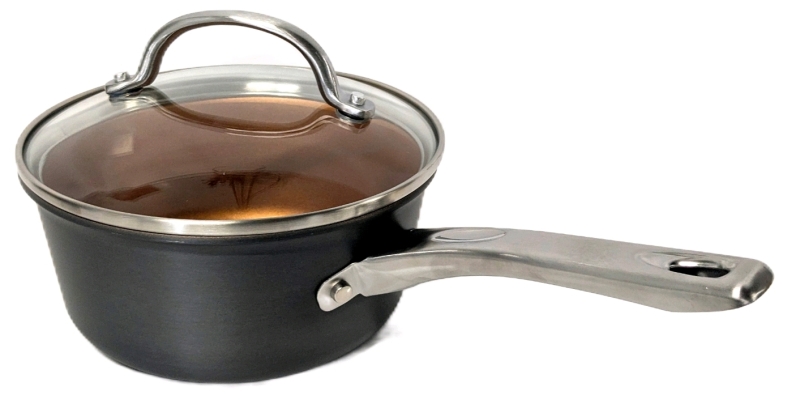 New AYESHA Home Collection Hard-Anodized Aluminum Nonstick Cookware : 1.9L Covered Saucepan, For All Cooktops