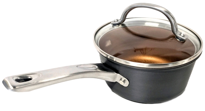 New AYESHA Home Collection Hard-Anodized Aluminum Nonstick Cookware : 1.4L Covered Saucepan, For All Cooktops