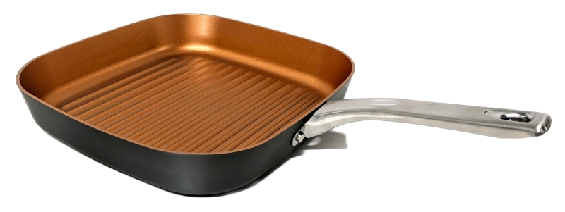 New AYESHA Home Collection Hard-Anodized Aluminum Nonstick Cookware : 11.25" Deep Square Grill Pan, For All Cooktops