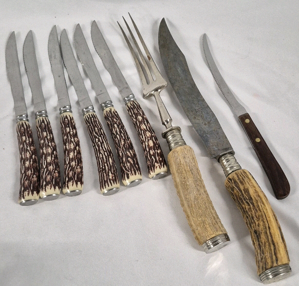 8 Vintage Horn Handle Knife Set