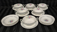 20 Beautiful ROYAL DOULTON Dishes - 6 Cream Soup Bowls with Saucers and 8 Nappies - Windermere Pattern