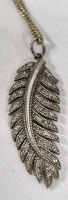 Beautiful Feather Stamped 925 Pendant 1.5" Long and Chain Stamped 925 Italy