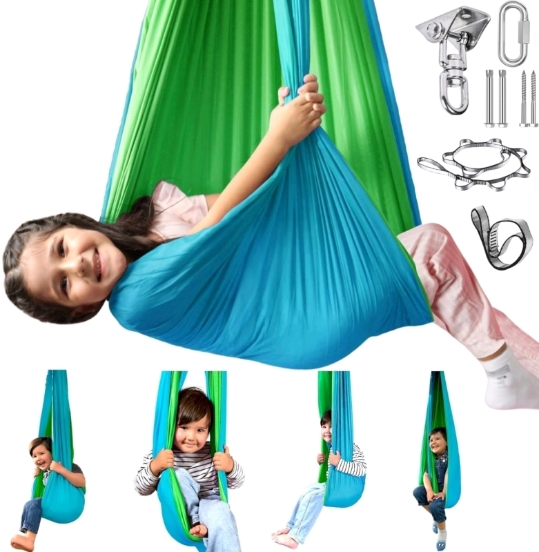 New Sensory Hammock Swing for Kids, Double-Layer & 360&deg; Swivel Hanger, Indoor Therapy Swing Great for Autism, ADHD, Sensory Processing Disorder (COLOURS MAY VARY) Holds Up to 220lbs | Retails Over $60!