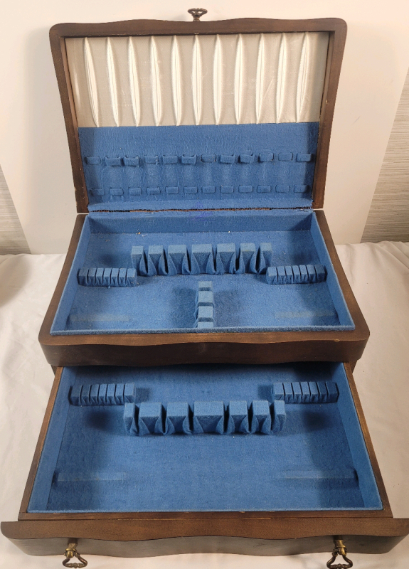 Vintage Wooden Cutlery Serving Set Box