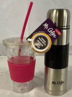 2 New Beverage Holders | 15.5oz Mr. Coffee Thermos | Plastic Infuser Cup