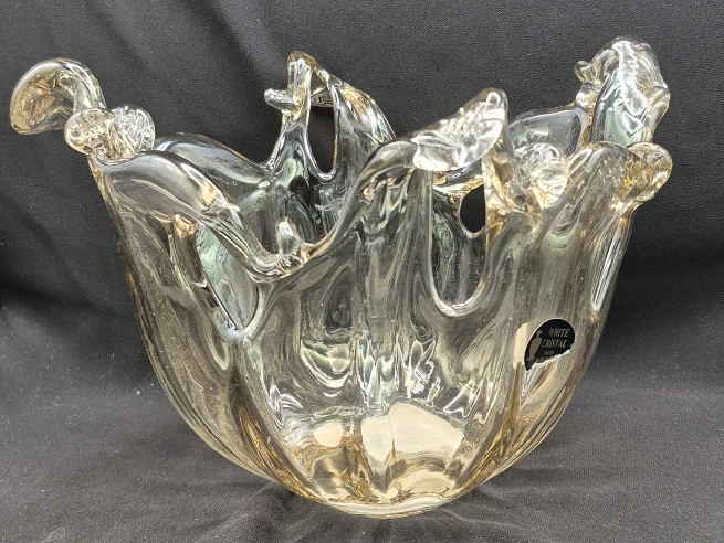 Stunning Murano White Crystal Vase 7.5" Tall - Made in Italy
