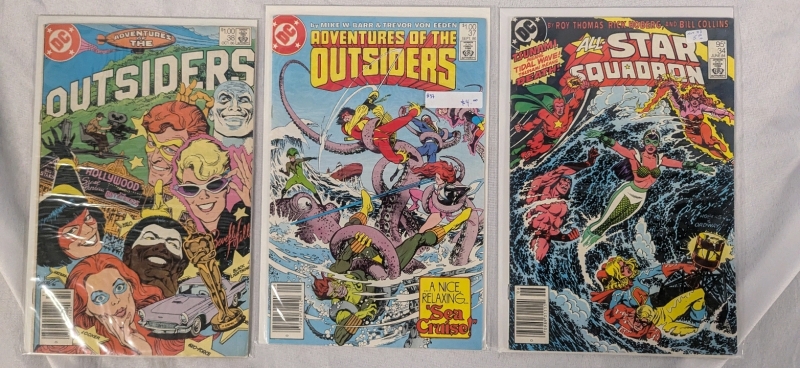 3 Vintage DC Comics. Adventure of the Outsiders and All Star Squadron