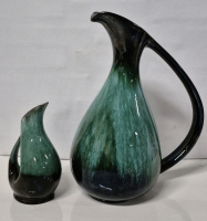 2 MCM Canadian Pottery Pitchers Blue Mountian 12.5" Tall & Evangeline 7" Tall