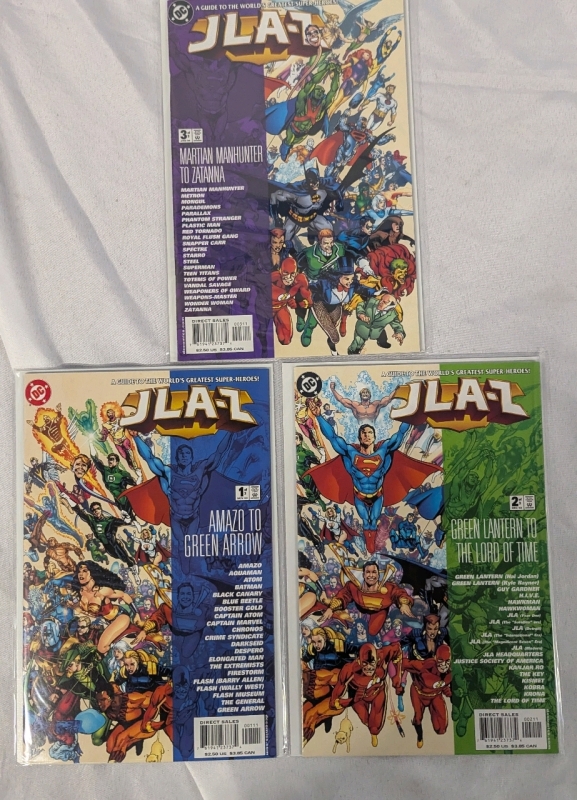 3 Vintage DC JLA-Z Comic Guidebook. Complete Run.