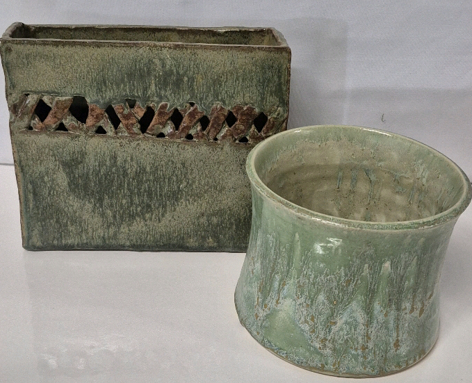 2 Vintage Signed Pottery Vases