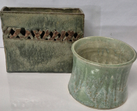 2 Vintage Signed Pottery Vases