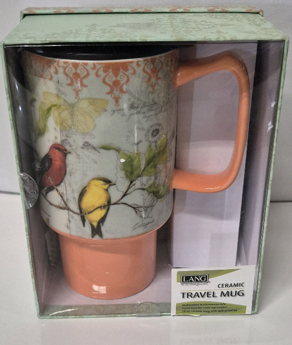New in Box Lang Ceramic Travel Mug with Lid