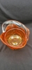 Stunning Viking Epic Leaf Handmade Persimmon Glass Basket Cadmium Glow Under UV Light 6.5" Diameter & 7.5" Tall - 3