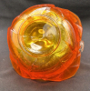 Stunning Viking Epic Leaf Handmade Persimmon Glass Basket Cadmium Glow Under UV Light 6.5" Diameter & 7.5" Tall - 4