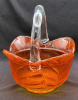 Stunning Viking Epic Leaf Handmade Persimmon Glass Basket Cadmium Glow Under UV Light 6.5" Diameter & 7.5" Tall - 5
