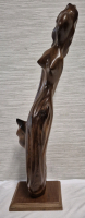 Gorgeous Vintage 28.5" Tall Wooden Mermaid Sculpture Cuban Style - Initials A.F.