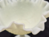 Stunning Signed Fenton Custard Uranium Glass Pedestal Candy Dish 6.5" Tall - 7