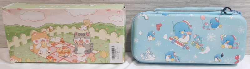 As New Nintendo Switch Blue Penguin and Seal Carrying Case and Controller Skin