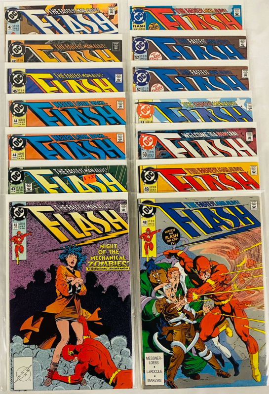 [Consecutive Run] 14 Vintage DC The Flash Comics (1990-1991) Issues #42-53; Includes Duplicates