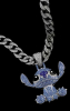 New Iced Out Stitch Statement Necklace Pendant 2.5 with Rhinestone Bale Chain 22 inch Fild Over Clasp - 2