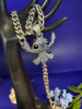 New Iced Out Stitch Statement Necklace Pendant 2.5 with Rhinestone Bale Chain 22 inch Fild Over Clasp - 5