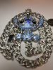 New Iced Out Stitch Statement Necklace Pendant 2.5 with Rhinestone Bale Chain 22 inch Fild Over Clasp - 6