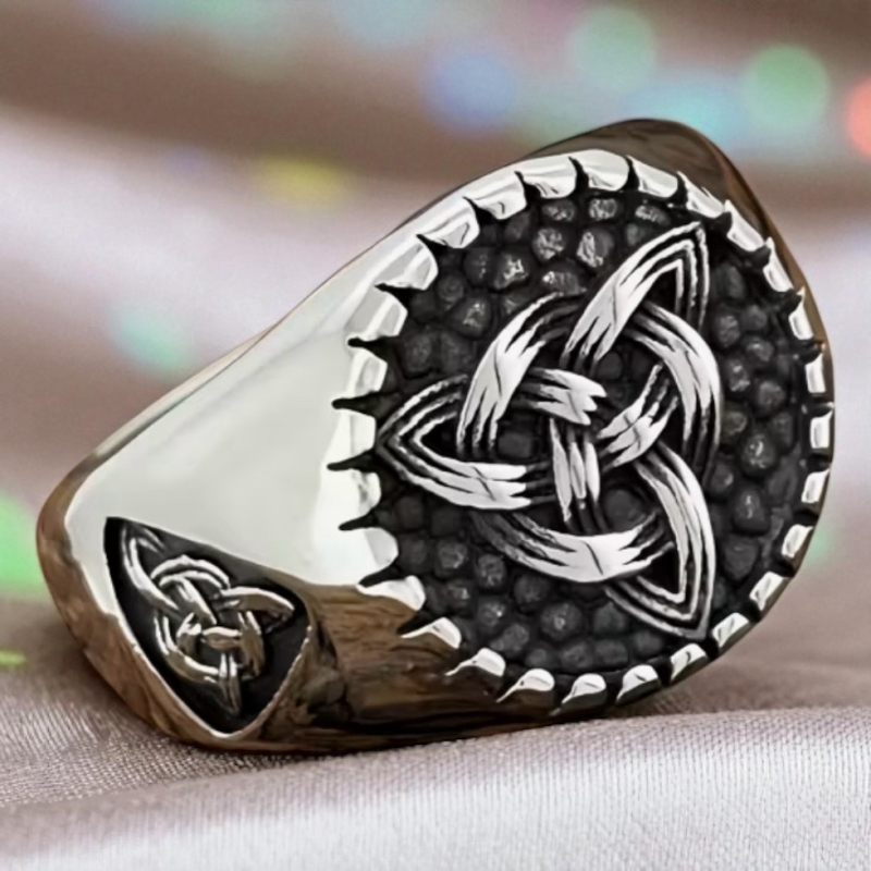 New Viking Retro Stainless Steel Ring Intricate Knotwork Design Size 12