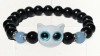 New 2 Piece Luminous Cat Bracelets Luminous Cat Black Beaded Bracelet Friendship Glow-in-the-Dark Flex With Rhinestone Rondels One white Cat One Black - 3