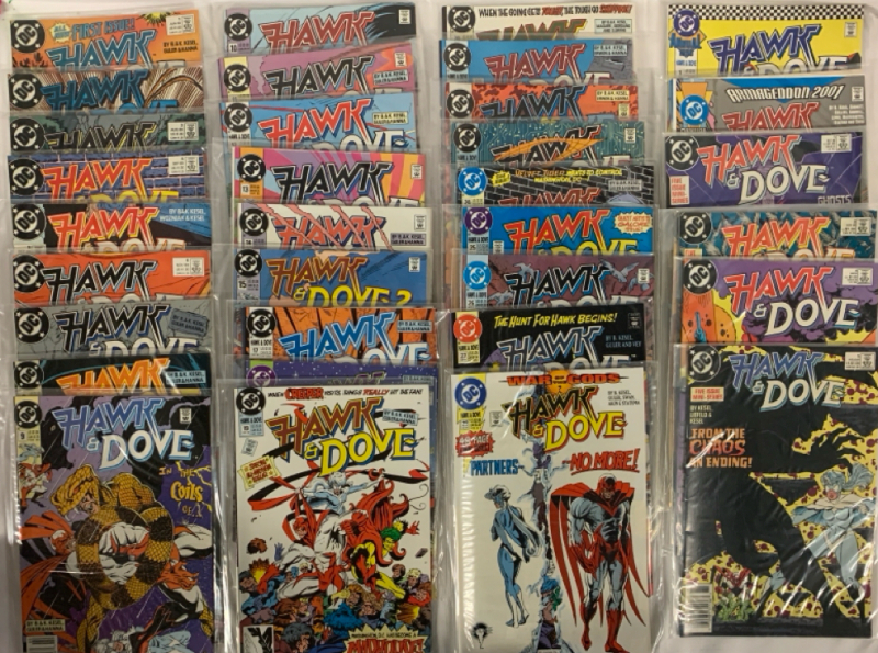 34 Vintage DC HAWK & DOVE Comics | 1988 Five-Issue Mini Series Compmete Run | 1990 Annual #1 | 1991 Annual #2 | 1989-91 #1 - #28 NOT a Consecutive Run (missing #16)