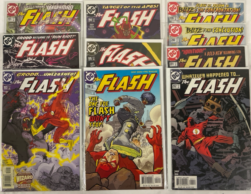 10 DC THE FLASH Comics | #191-202 NOT a Consecutive Run | All Comics Bagged and Boarded | Very Good or Higher Ungraded Condition