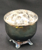 Beautiful 9 Wooden Hand-Painted Tulips with Glass Flower Frog in Silverplate Footed Dish - 4