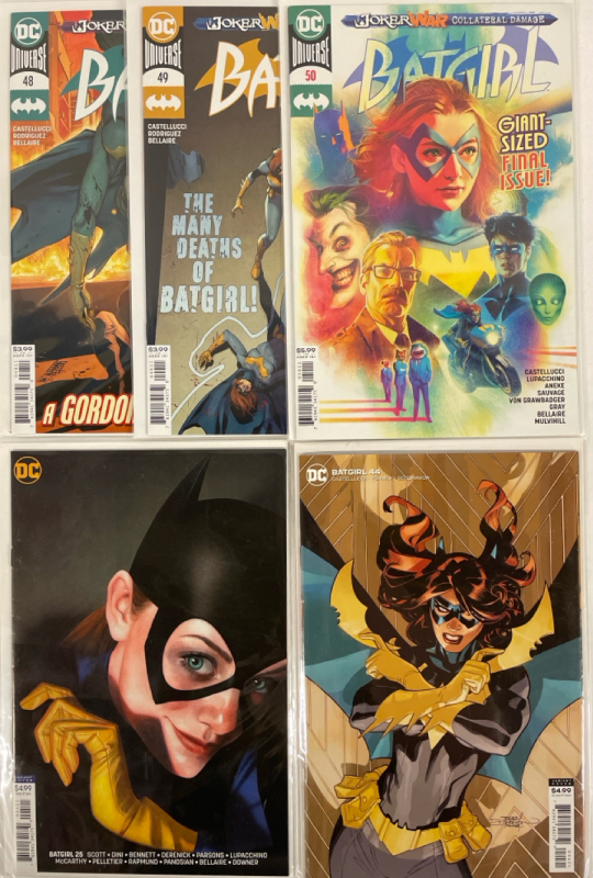 5 DC BATGIRLS Comics | Joker War Collateral Damage #48-50 | #25 & #44 Variant Covers | All Comics Bagged and Boarded | Very Good or Higher Ungraded Condition
