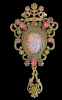 Vintage Coventry Contessa Opaline Cabachon and Rhinestone Brooch / Pendant Signed 3 inch - 2