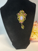 Vintage Coventry Contessa Opaline Cabachon and Rhinestone Brooch / Pendant Signed 3 inch - 3