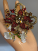 Gorgeous Statement 3 inch Ruby and Champagne Rhinestone Brooch Avon 35 Years 2006 Signed Dazzler see description for more - 6