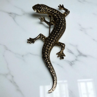 Vintage Lizard Gecko Brooch Clear Rhinestone Eyes Approximately 2.75 inches