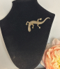 Vintage Lizard Gecko Brooch Clear Rhinestone Eyes Approximately 2.75 inches - 4