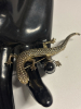 Vintage Lizard Gecko Brooch Clear Rhinestone Eyes Approximately 2.75 inches - 6